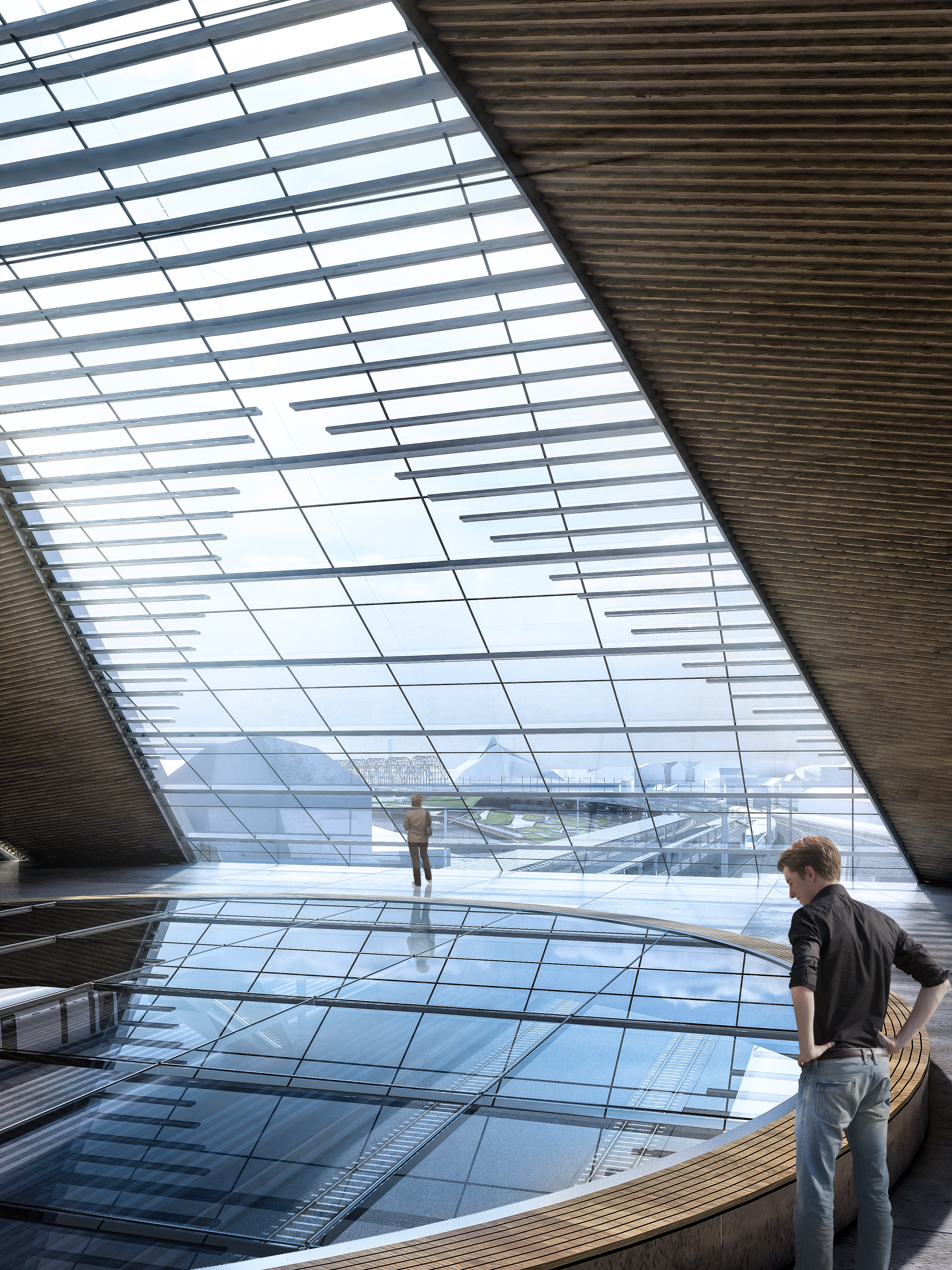 Visualisering af ny stationsbygning i Riga af PLH Arkitekter