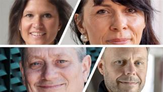 Øverst til venstre og med urets retning: Mai Brink, Elena Astrid Rojas, Tomas Snog og Kent Martinussen.