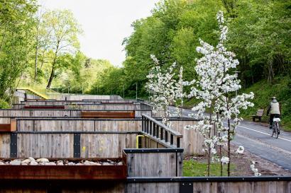 Skybrudsparken i Gladsaxe er et eksempel på et klimasikringprojekt. Projektet er lavet af Bisgaard Landskab. Foto: Skybrudspark
