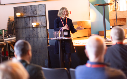 Katja Viltoft på Danske Arkitektvirksomheders generalforsamling 2026.