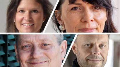 Øverst i venstre hjørne og med urets retning: Mai Brink, Elena Astrid Rojas, Tomas Snog og Kent Martinussen.