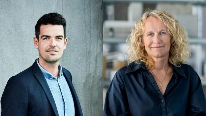 Partnerne Mads Nygaard fra AART og Lone Bendorff fra C.F. Møller er blandt underviserne på den nye diplomlederuddannelse i arkitekturledelse. Foto: AART/Kirstine Mengel og MEW